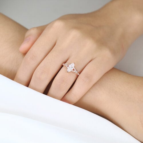 1ct Marquise Moissanite Ring Romantic Infinity Engagement Rings in Rose Gold