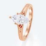 Solitaire 1ct Marquise Moissanite Promise Ring with Milgrain Detail in Rose Gold