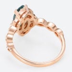 Marquise Cut Moss Agate Engagement Ring Vintage Bridal Ring in Rose Gold