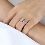 Nature Inspired Moss Agate Engagement Rings with Vine Design in Rose Gold