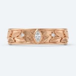 Marquise & Round Cut Lab Grown Diamond Wide Wedding Band with Leaf-Engraved Design (1)