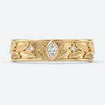Marquise & Round Cut Lab Grown Diamond Wide Wedding Band with Leaf-Engraved Design (2)