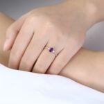 Oval Cut Amethyst Romantic Ring with Mixed Gemstone Accents in Rose Gold