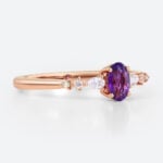 Oval Cut Amethyst Romantic Ring with Mixed Gemstone Accents in Rose Gold