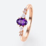 Oval Cut Amethyst Romantic Ring with Mixed Gemstone Accents in Rose Gold
