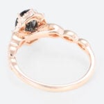 Oval Cut Black Rutilated Quartz Ring Vintage Filigree Engagement Ring in Rose Gold