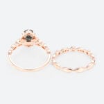 Oval Cut Black Rutilated Quartz​ Ring Set Vintage Inspired Bridal Ring Elegant Engagement Ring in Rose Gold