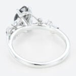 1ct Pear Shaped Black Rutilated Quartz Ring Leafy Vine Engagement Ring in White Gold