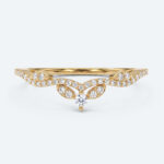Round Cut Lab Grown Diamond Vintage Leaf Chevron Curved Wedding Band (2)