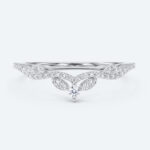 Round Cut Lab Grown Diamond Vintage Leaf Chevron Curved Wedding Band (6)