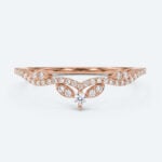 Round Cut Lab Grown Diamond Vintage Leaf Chevron Curved Wedding Band (7)
