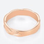 Round Moss Agate Wide Band Rings​ Leaf Vine Wavy Wedding Band in Rose Gold