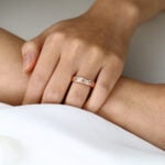 Round Moss Agate Wide Band Rings​ Leaf Vine Wavy Wedding Band in Rose Gold