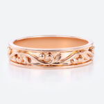 Solid Wide Bands Vine & Scroll Textured with Raised Relief Detailing in Rose Gold