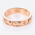 Solid Wide Bands Vine & Scroll Textured with Raised Relief Detailing in Rose Gold