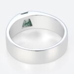 Tapered Baguette Cut Moss Agate Wide Wedding Bands​ Modern Wedding Band in White Gold