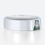Tapered Baguette Cut Moss Agate Wide Wedding Bands​ Modern Wedding Band in White Gold