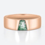 Tapered Baguette Cut Moss Agate Wide Wedding Bands​ Modern Wedding Band in Rose Gold
