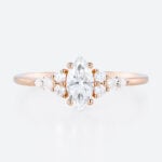 0.5ct Marquise Cut Lab Grown Diamond Rings​ Cluster 4-Prong Engagement Ring in Rose Gold