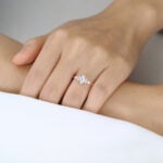 0.5ct Marquise Cut Lab Grown Diamond Rings​ Cluster 4-Prong Engagement Ring in Rose Gold