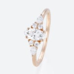 0.5ct Marquise Cut Lab Grown Diamond Rings​ Cluster 4-Prong Engagement Ring in Rose Gold