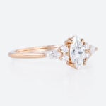 0.5ct Marquise Cut Lab Grown Diamond Rings​ Cluster 4-Prong Engagement Ring in Rose Gold