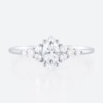0.5ct Marquise Cut Lab Grown Diamond Rings​ Cluster 4-Prong Engagement Ring in White Gold