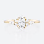 0.5ct Marquise Cut Lab Grown Diamond Rings​ Cluster 4-Prong Engagement Ring in Yellow Gold