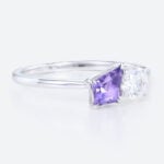 Toi Et Moi Ring Round Lab Diamond with Kite Purple Sapphire Ring in White Gold