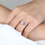 Toi Et Moi Ring Round Lab Diamond with Kite Purple Sapphire Ring in White Gold