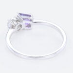 Toi Et Moi Ring Round Lab Diamond with Kite Purple Sapphire Ring in White Gold