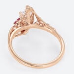 1.5ct Marquise Cut Lab Diamond Ring​ Nature-Inspired Ruby Accent 6-Prong Engagement Ring in Rose Gold