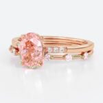 1.5ct Lab Pink Diamond Ring Set Elegant Classic 4-Prong Bridal Ring Set in Rose Gold