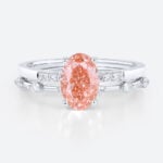1.5ct Lab Pink Diamond Ring Set Elegant Classic 4-Prong Bridal Ring Set in White Gold