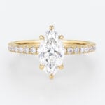 1ct Marquise Diamond Ring​ Pavé 6 Claw Prong Engagement Ring in Yellow Gold