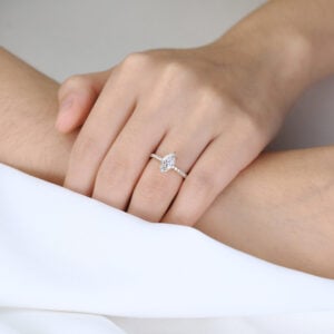 1ct Marquise Diamond Ring​ Pavé 6 Claw Prong Engagement Ring in Yellow Gold