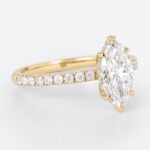 1ct Marquise Diamond Ring​ Pavé 6 Claw Prong Engagement Ring in Yellow Gold