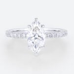 1ct Marquise Diamond Ring​ Pavé 6 Claw Prong Engagement Ring in White Gold