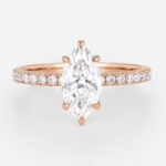 1ct Marquise Diamond Ring​ Pavé 6 Claw Prong Engagement Ring in rose Gold