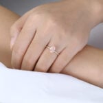 1ct Oval Cut Lab Pink Diamond Ring​ Solitaire 4 Double Claw Prong Engagement Ring in Yellow Gold