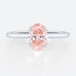1ct Oval Cut Lab Pink Diamond Ring​ Solitaire 4 Double Claw Prong Engagement Ring in White Gold