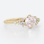 1ct Round Lab Pink Diamond Ring​ Scattered Cluster Engagement Ring in Yellow Gold