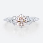 1ct Round Lab Pink Diamond Ring​ Scattered Cluster Engagement Ring in White Gold