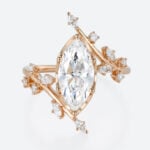 2ct Marquise Cut Lab Grown Diamond Ring​ Asymmetric Branch 6-Prong Engagement Ring in Rose Gold