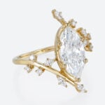 2ct Marquise Cut Lab Grown Diamond Ring​ Asymmetric Branch 6-Prong Engagement Ring in Yellow Gold