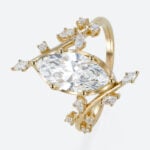 2ct Marquise Cut Lab Grown Diamond Ring​ Asymmetric Branch 6-Prong Engagement Ring in Yellow Gold
