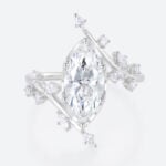 2ct Marquise Cut Lab Grown Diamond Ring​ Asymmetric Branch 6-Prong Engagement Ring in White Gold