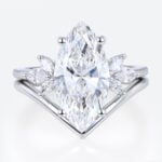 3ct Marquise Cut Lab Diamond Ring​ Set 4-Prong Engagement Ring in White Gold