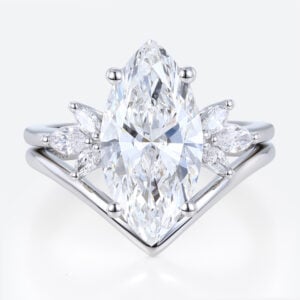 3ct Marquise Cut Lab Diamond Ring​ Set 4-Prong Engagement Ring in White Gold