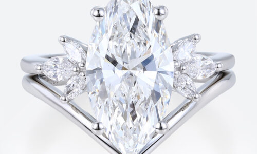 3ct Marquise Cut Lab Diamond Ring​ Set 4-Prong Engagement Ring in White Gold